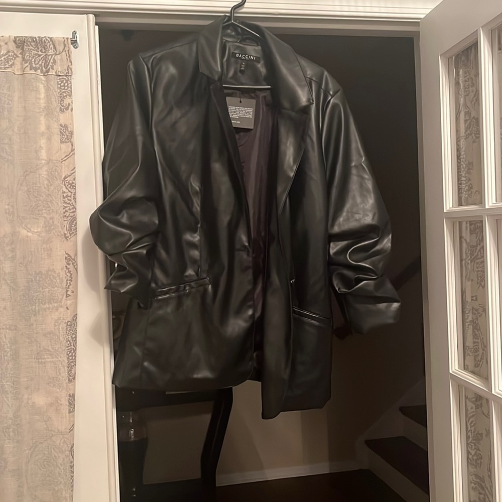 Faux Leather Blazer